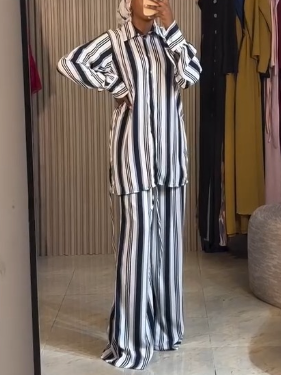 Design Striped Pants Two-Piece Set