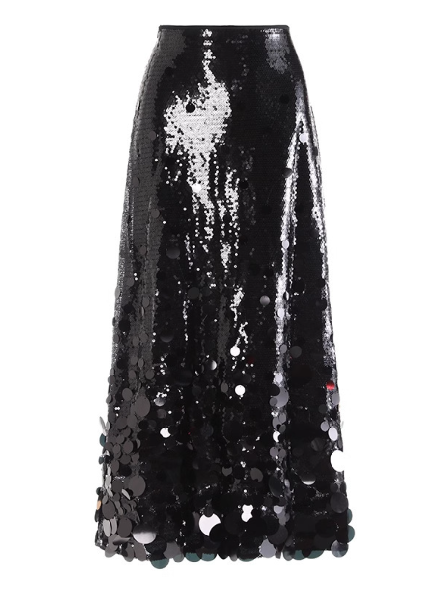 Stitched Sequin High-Waist High-Rise Skirt