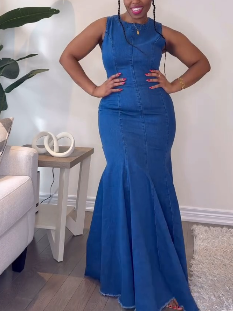 Fashion Denim Fishtail Party Dress