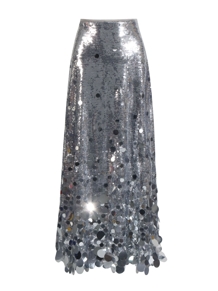 Stitched Sequin High-Waist High-Rise Skirt