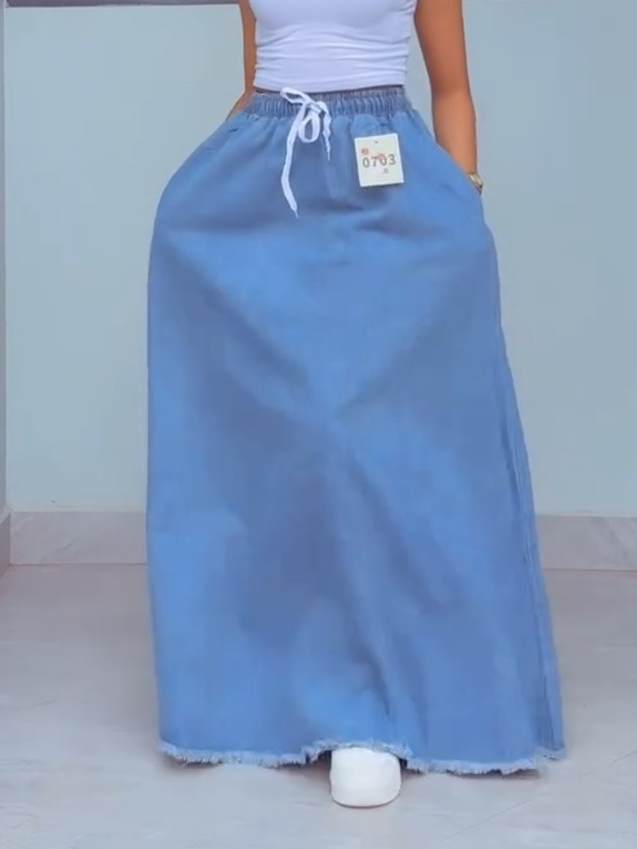 Stretch Solid Color Denim Dress