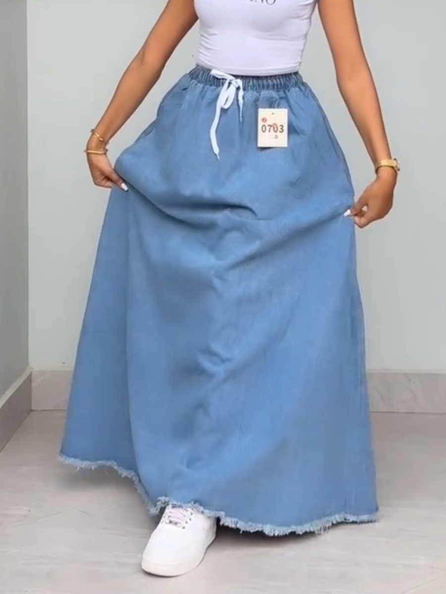 Stretch Solid Color Denim Dress