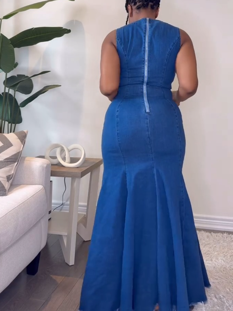 Fashion Denim Fishtail Party Dress