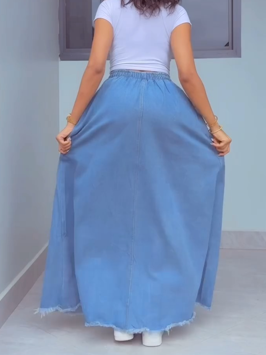 Stretch Solid Color Denim Dress