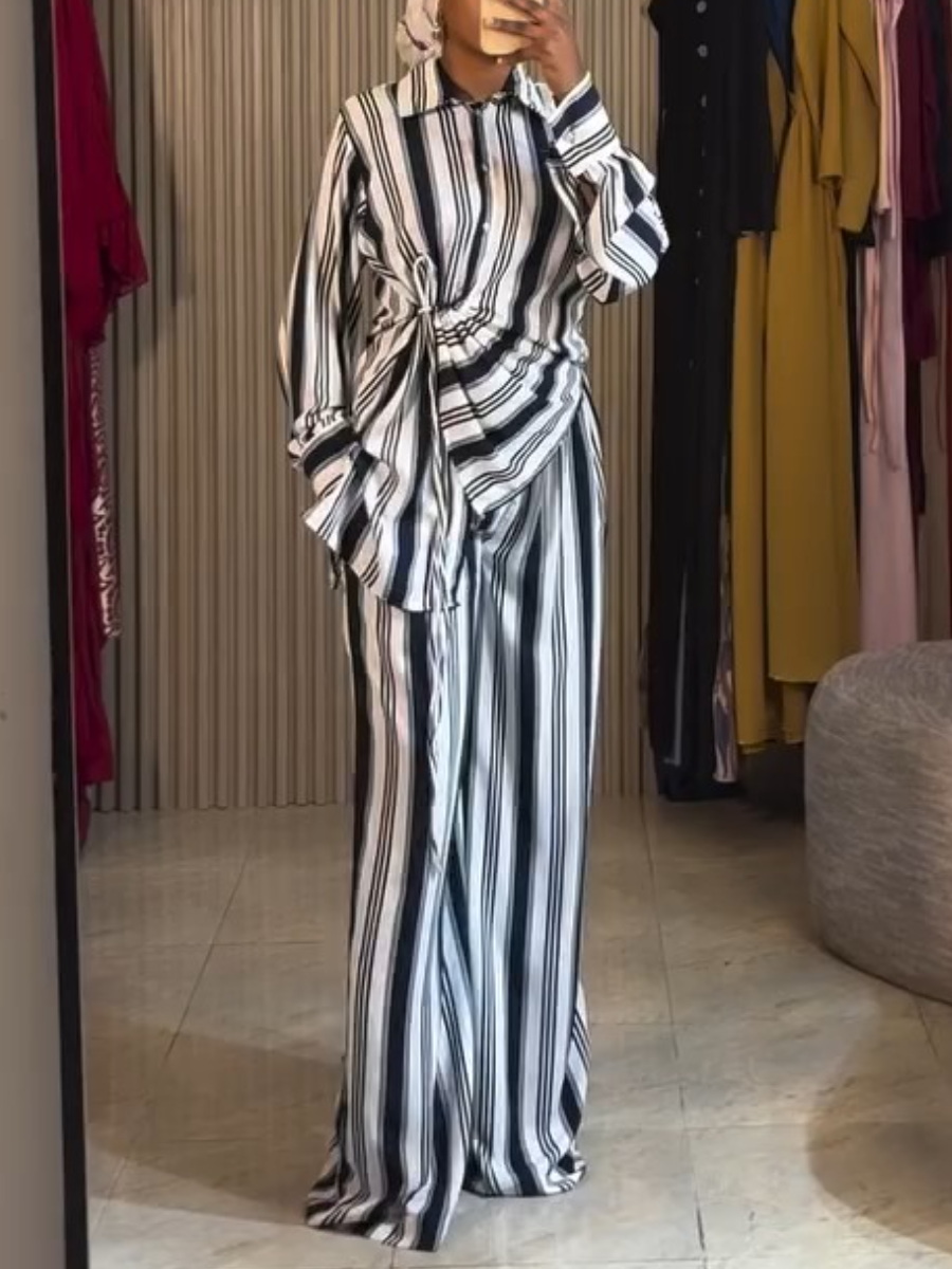 Design Striped Pants Two-Piece Set
