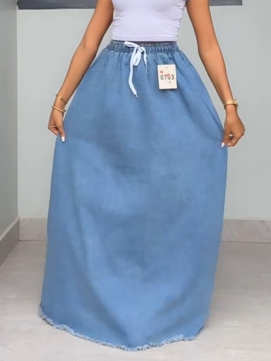 Stretch Solid Color Denim Dress