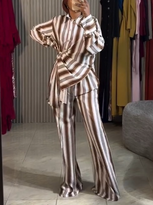 Design Striped Pants Two-Piece Set