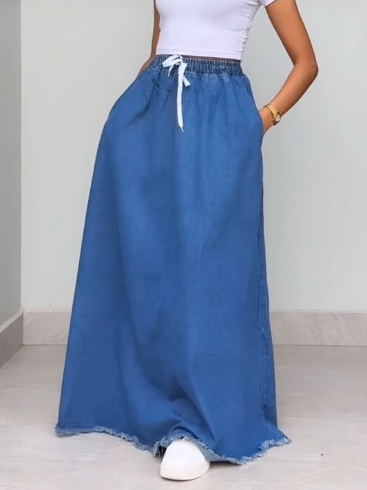 Stretch Solid Color Denim Dress