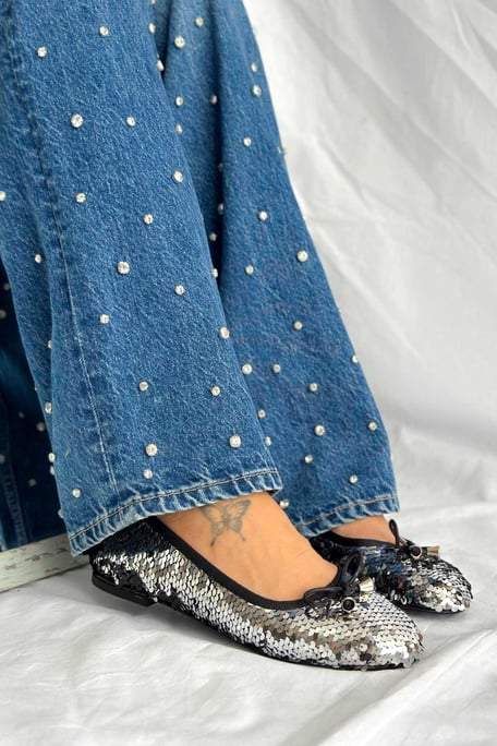 Classic Sequined Bow Flats