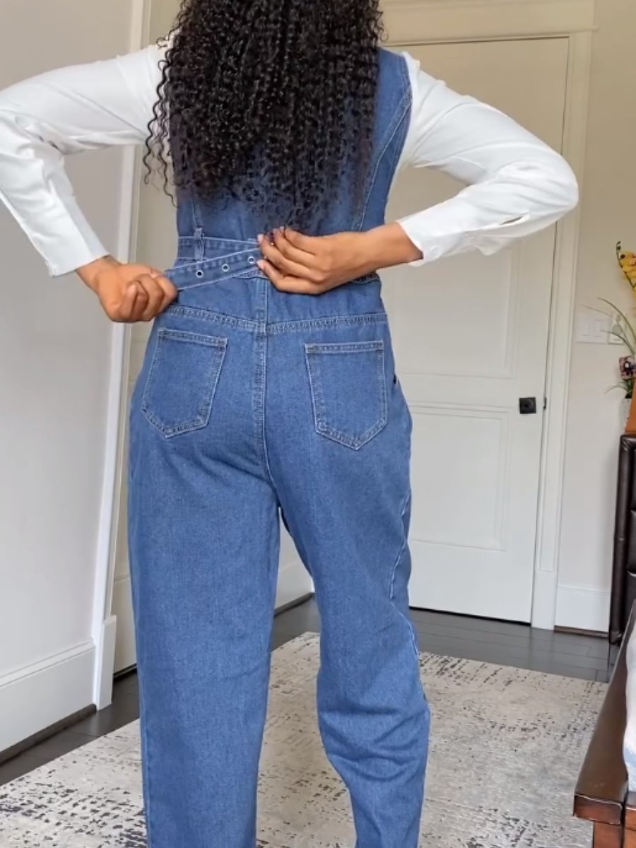 Adjustable Denim Tank Jumpsuit