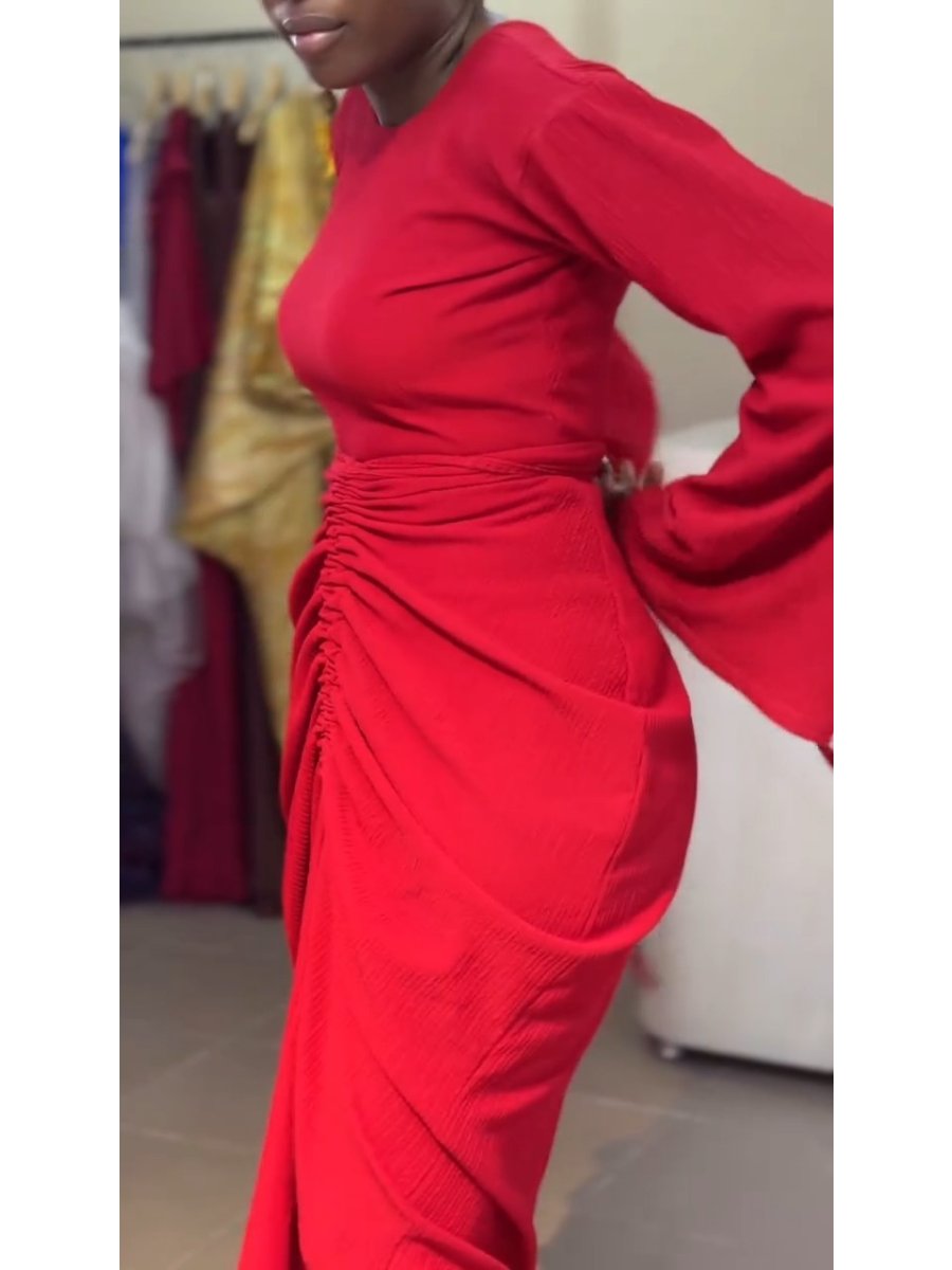 Design-Sense Slim Red Maxi Dress