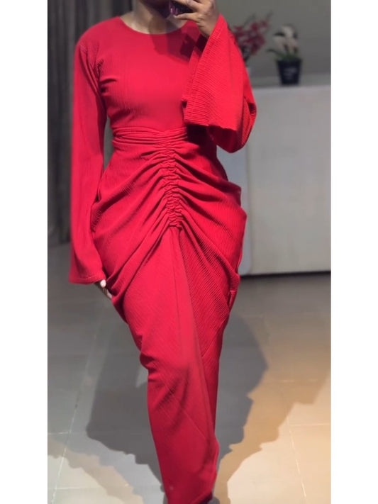 Design-Sense Slim Red Maxi Dress